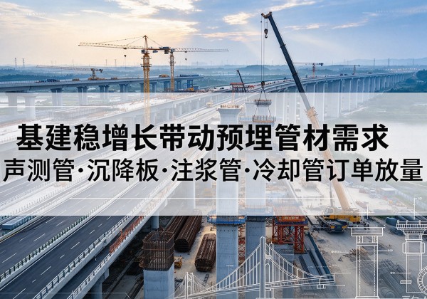 垦利基建稳增长带动预埋监测管材需求，声测管、沉降板、注浆管订单持续放量
